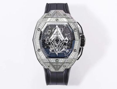 Hublot Big Bang with Diamonds SangBleu IIl Silver steel case tonneau-shaped metal diameter 42mm Watch